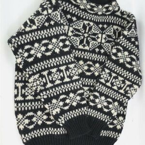 Eddie Bauer Black and White Turtleneck Sweater with Nordic Pattern